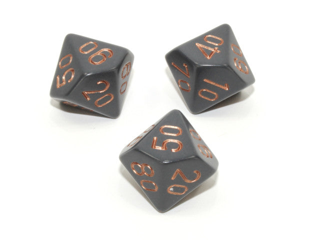 Chessex Tens 10 Dice Opaque Polyhedral Dark Grey/copper Tens 10