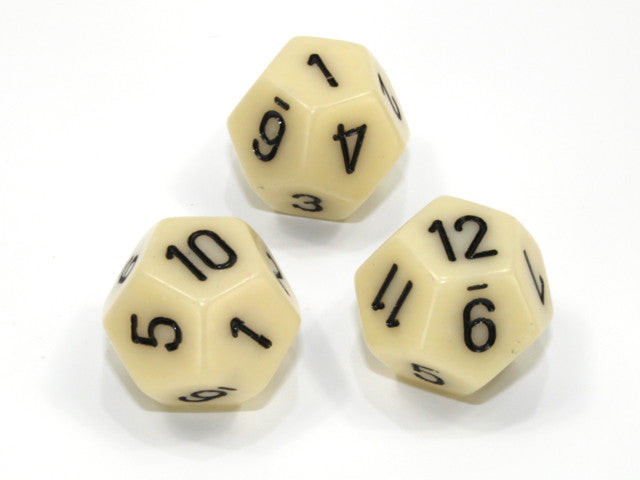 Chessex D12 Dice Opaque Polyhedral Ivory/black d12