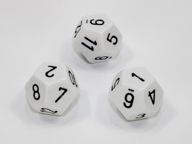 Chessex D12 Dice Opaque Polyhedral White/black d12
