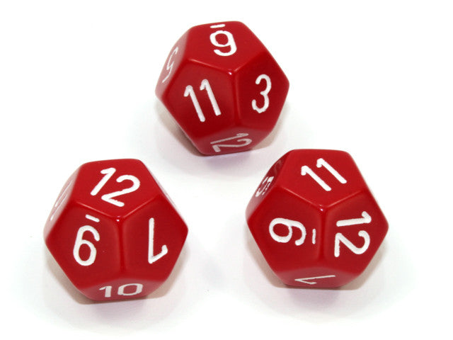 Chessex D12 Dice Opaque Polyhedral Red/white d12