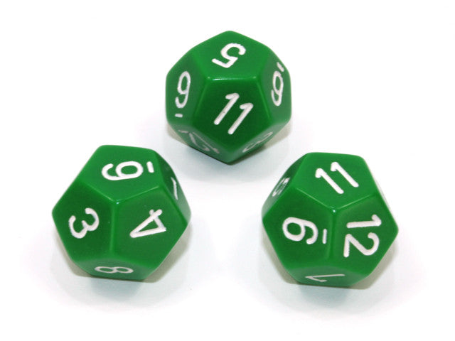 Chessex D12 Dice Opaque Polyhedral Green/white d12