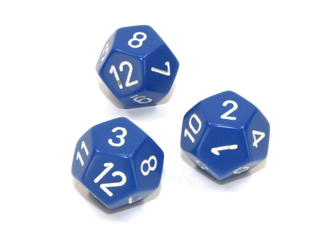 Chessex D12 Dice Opaque Polyhedral Blue/white d12