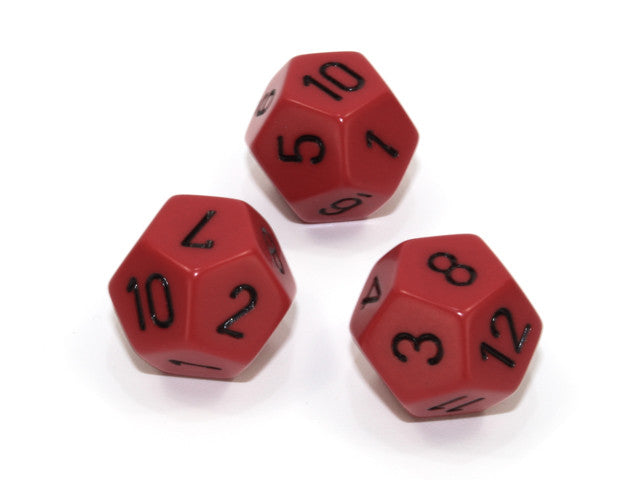 Chessex D12 Dice Opaque Polyhedral Red/black d12