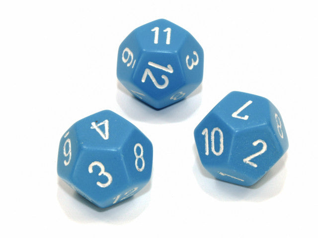 Chessex D12 Dice Opaque Polyhedral Light Blue/white d12