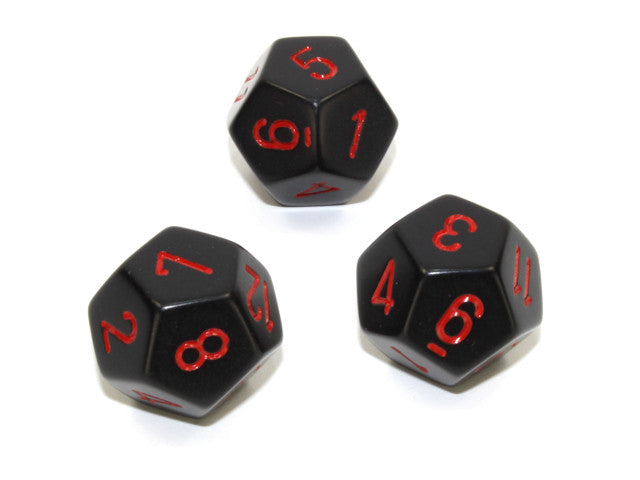 Chessex D12 Dice Opaque Polyhedral Black/red d12