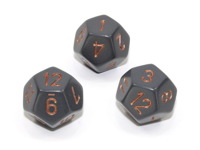 Chessex D12 Dice Opaque Polyhedral Dark Grey/copper d12