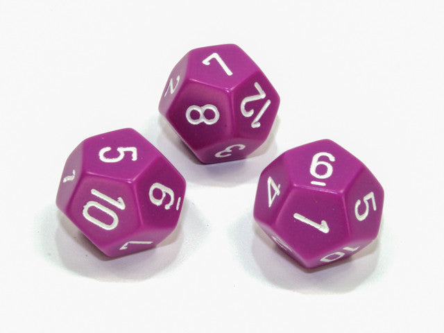 Chessex D12 Dice Opaque Polyhedral Light Purple/white d12