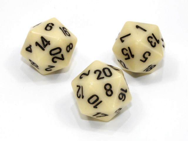 Chessex D20 Dice Opaque Polyhedral Ivory/black d20
