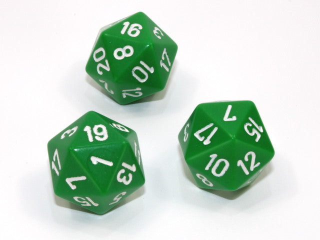 Chessex D20 Dice Opaque Polyhedral Green/white d20