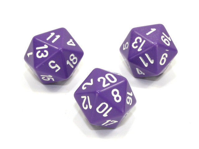 Chessex D20 Dice Opaque Polyhedral Purple/white d20