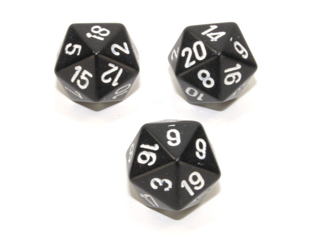 Chessex D20 Dice Opaque Polyhedral Black/white d20