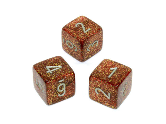 Chessex D6 Dice Glitter Polyhedral Gold/silver d6