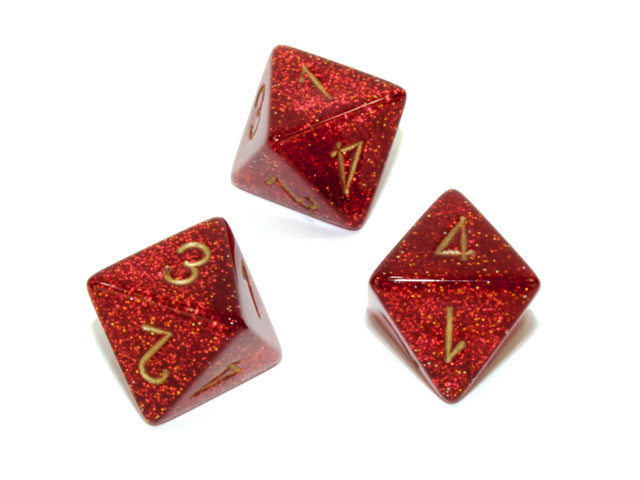 Chessex D8 Dice Glitter Polyhedral Ruby/gold d8