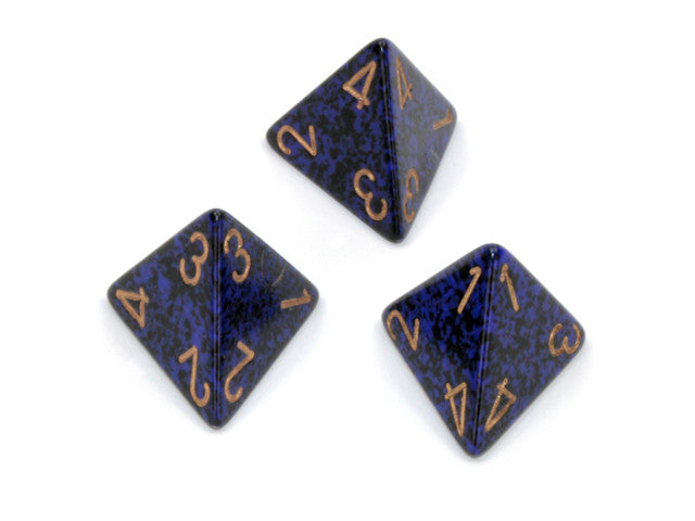 Chessex D4 Dice Speckled Polyhedral Golden Cobalt d4
