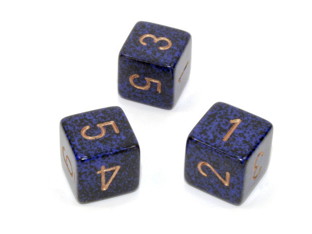 Chessex D6 Dice Speckled Polyhedral Golden Cobalt d6
