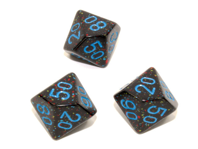 Chessex Tens 10 Dice Speckled Polyhedral Blue Stars Tens 10