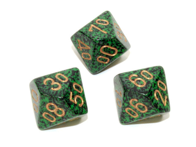 Chessex Tens 10 Dice Speckled Polyhedral Golden Recon Tens 10