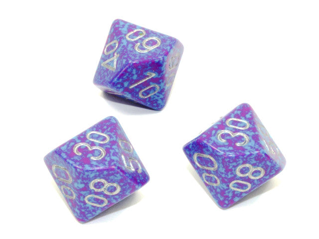 Chessex Tens 10 Dice Speckled Polyhedral Silver Tetra Tens 10