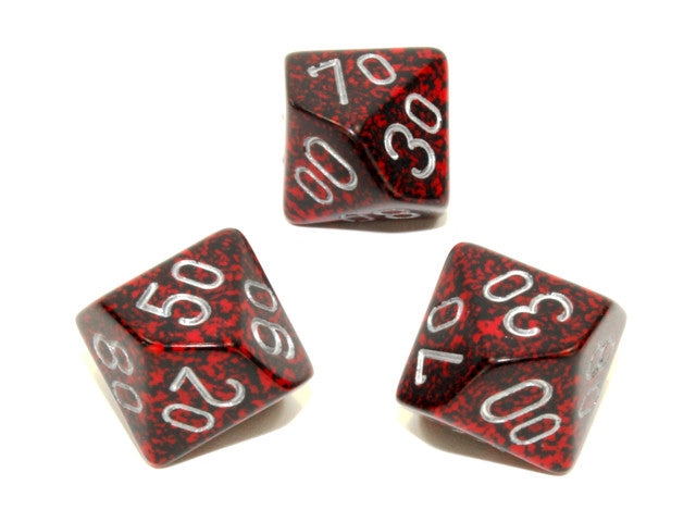 Chessex Tens 10 Dice Speckled Polyhedral Silver Volcano Tens 10