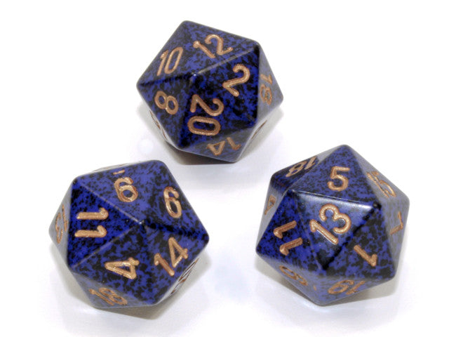 Chessex D20 Dice Speckled Polyhedral Golden Cobalt d20