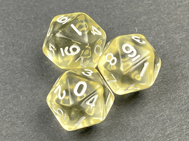 Chessex D20 Dice Translucent Polyhedral Clear/white d20 (#ed 0-9 Twice)