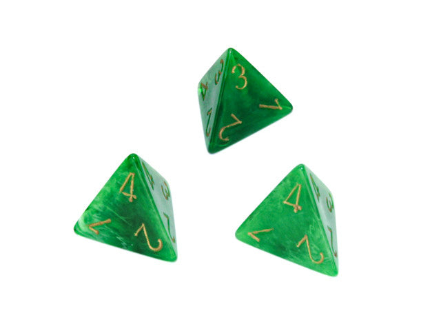 Chessex D4 Dice Vortex Polyhedral Green/gold d4