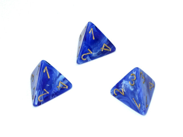 Chessex D4 Dice Vortex Polyhedral Blue/gold d4