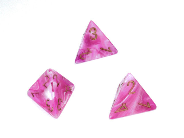 Chessex D4 Dice Vortex Polyhedral Pink/gold d4