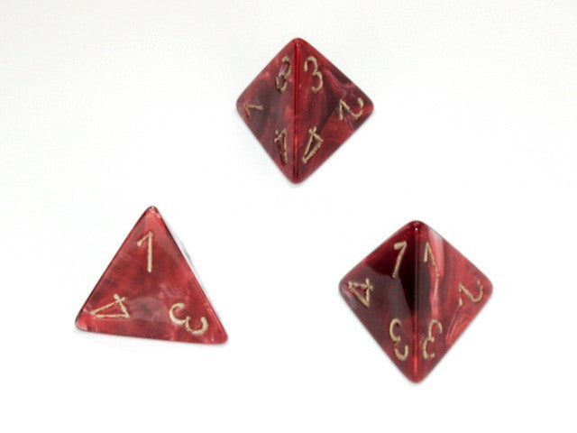 Chessex D4 Dice Vortex Polyhedral Burgundy/gold d4