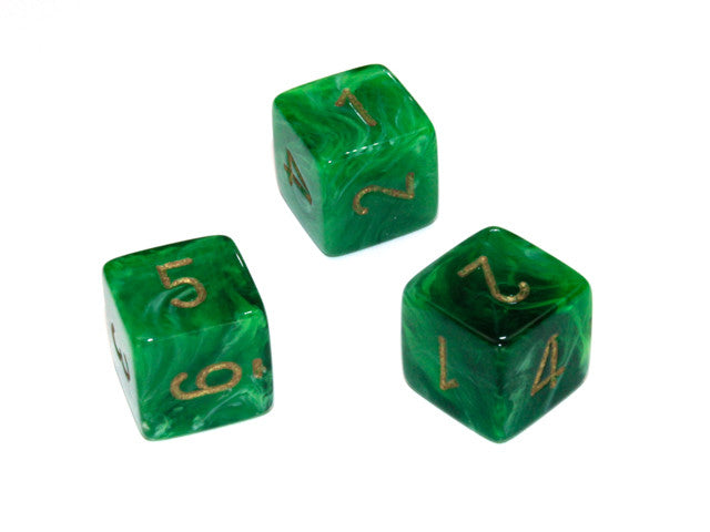 Chessex D6 Dice Vortex Polyhedral Green/gold d6