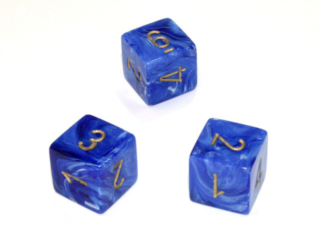 Chessex D6 Dice Vortex Polyhedral Blue/gold d6