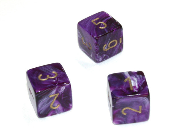 Chessex D6 Dice Vortex Polyhedral Purple/gold d6