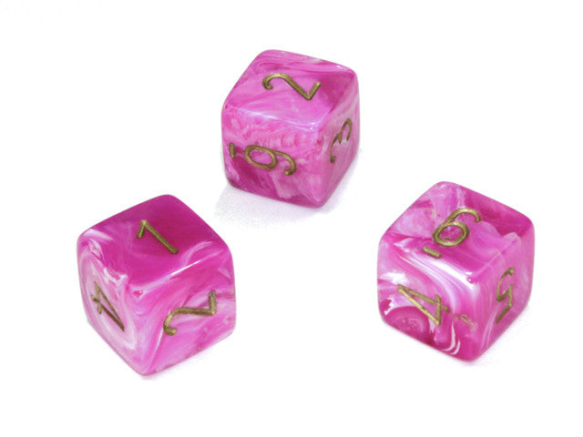 Chessex D6 Dice Vortex Polyhedral Pink/gold d6