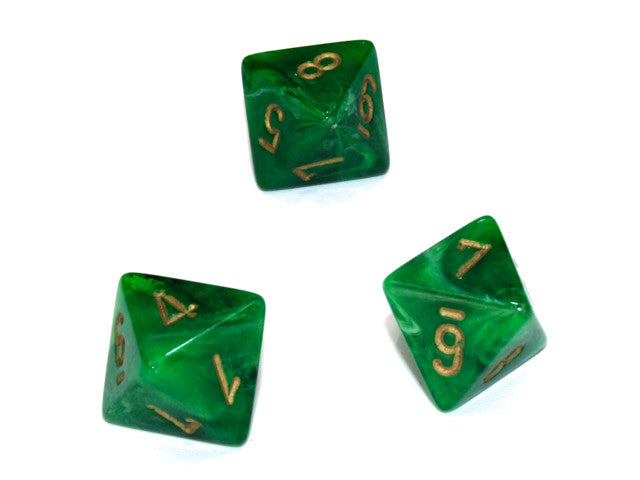 Chessex D8 Dice Vortex Polyhedral Green/gold d8