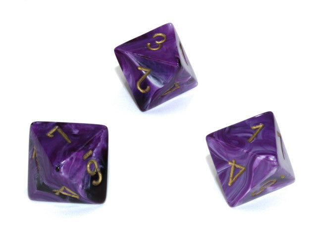 Chessex D8 Dice Vortex Polyhedral Purple/gold d8