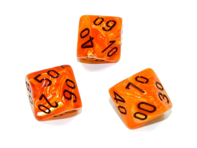 Chessex Tens 10 Dice Vortex Polyhedral Orange/black Tens 10