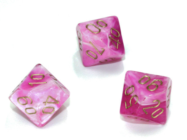 Chessex Tens 10 Dice Vortex Polyhedral Pink/gold Tens 10