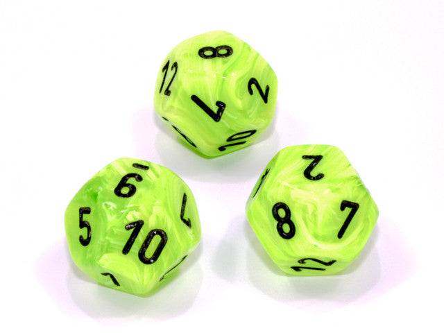 Chessex D12 Dice Vortex Polyhedral Bright Green/black d12