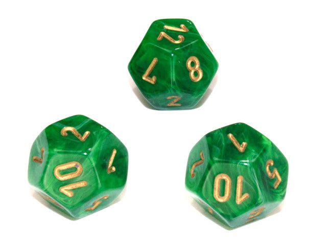 Chessex D12 Dice Vortex Polyhedral Green/gold d12