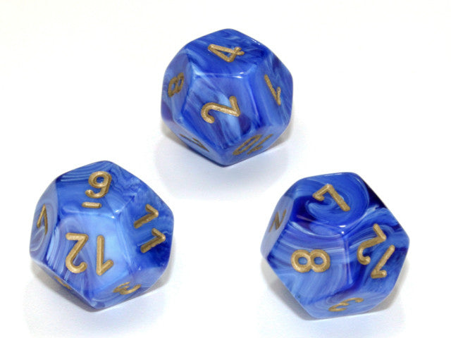 Chessex D12 Dice Vortex Polyhedral Blue/gold d12