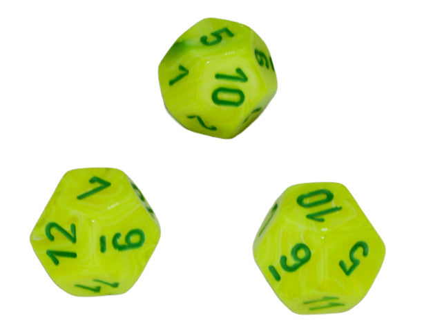 Chessex D12 Dice Vortex Polyhedral Electric Yellow/green d12