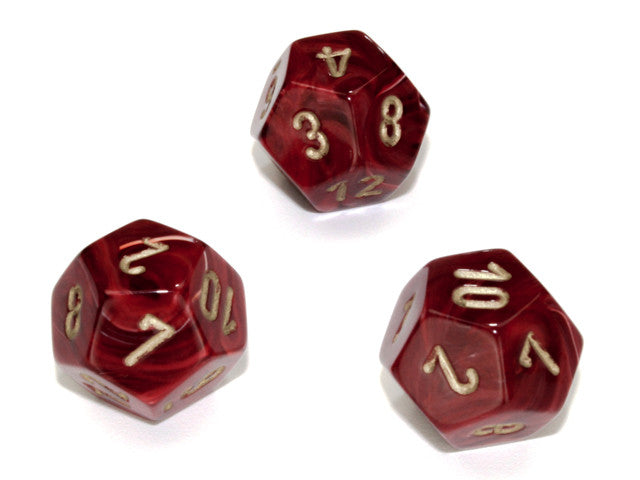 Chessex D12 Dice Vortex Polyhedral Burgundy/gold d12