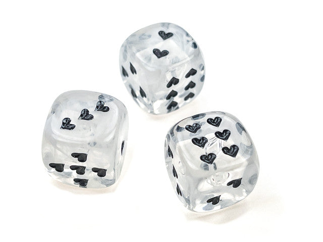 Chessex D6 Dice Heart 16mm Cirrus w/pips White/black d6