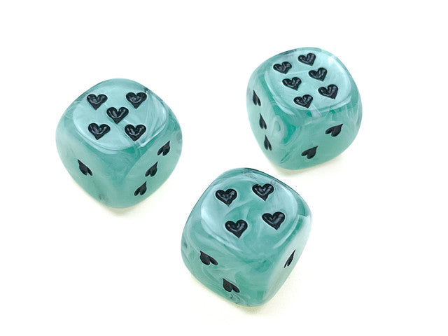 Chessex D6 Dice Heart 16mm Cirrus w/pips Green/black d6