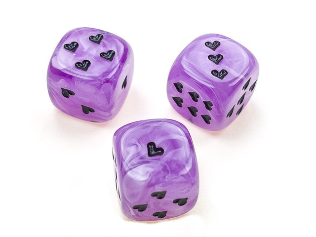 Chessex D6 Dice Heart 16mm Cirrus w/pips Purple/black d6