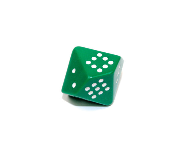 Chessex D10 Dice Opaque Polyhedral w/pips Green/white d10