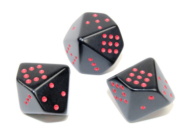 Chessex D10 Dice Opaque Polyhedral w/pips Black/red d10