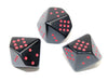 Chessex D10 Dice Opaque Polyhedral w/pips Black/red d10