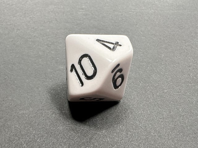 Chessex D10 Dice Opaque (1-10) White/black d10